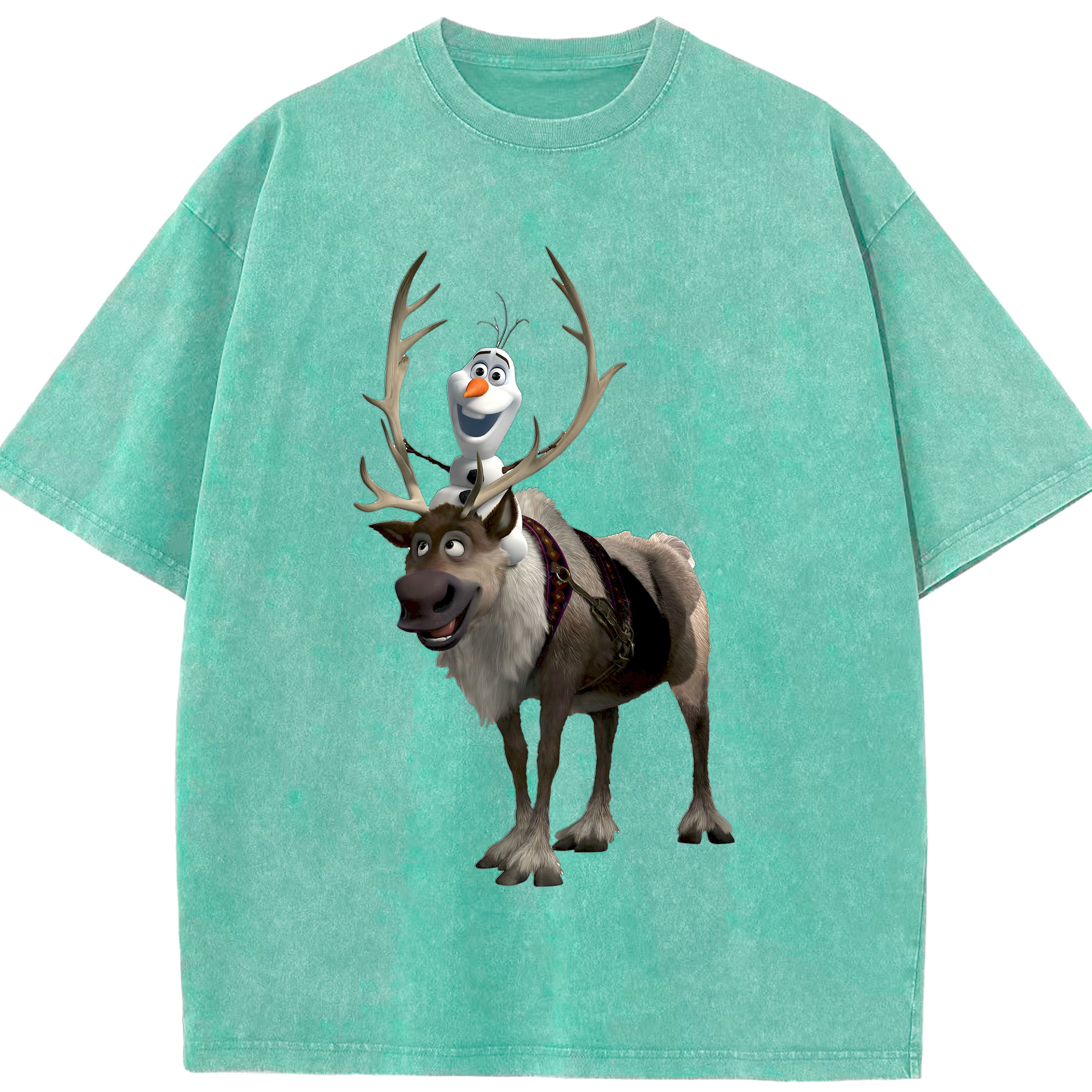 （画像用） アナと雪の女王 アンナ エルサ Frozen Anna Elsa 綿100% ヴィンテージ風 半袖Tシャツ（フロントプリント）